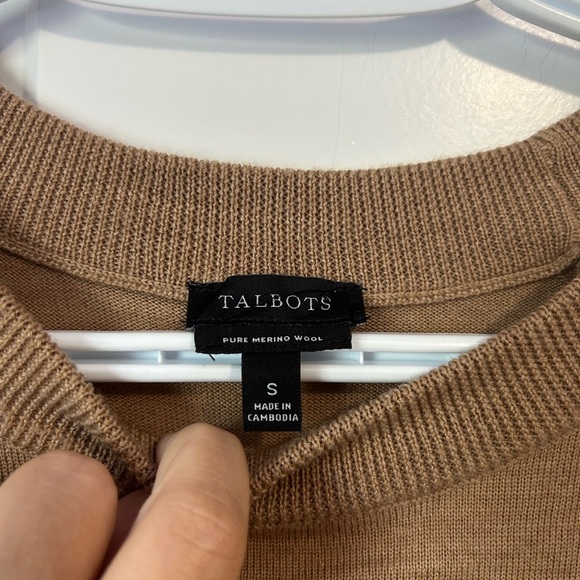 Talbots Merino Wool Pullover Tan Crewneck Sweater - Picture 2 of 6